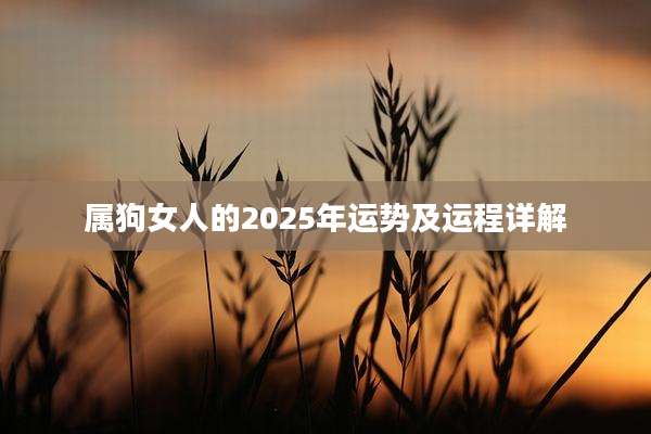 属狗女人的2025年运势及运程详解