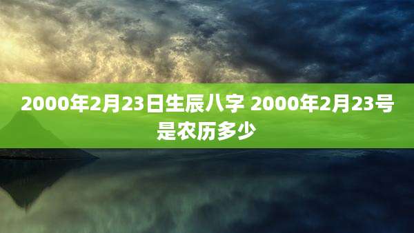 2000年2月23日生辰八字 2000年2月23号是农历多少