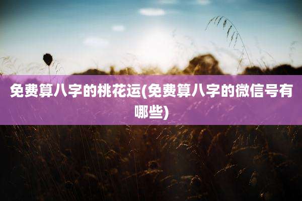 免费算八字的桃花运(免费算八字的微信号有哪些)