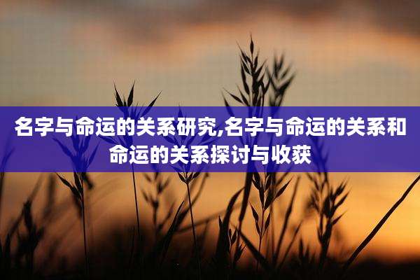名字与命运的关系研究,名字与命运的关系和命运的关系探讨与收获