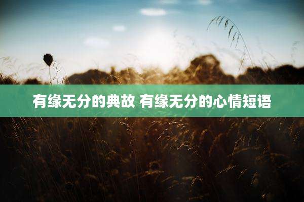 有缘无分的典故 有缘无分的心情短语