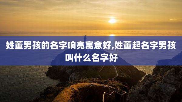 姓董男孩的名字响亮寓意好,姓董起名字男孩叫什么名字好