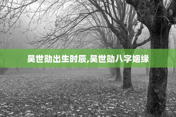 吴世勋出生时辰,吴世勋八字姻缘