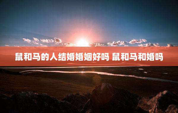 鼠和马的人结婚婚姻好吗 鼠和马和婚吗