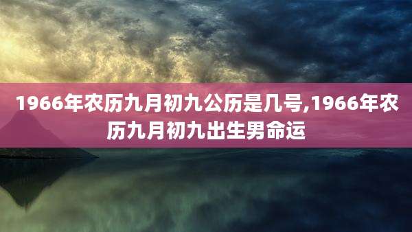 1966年农历九月初九公历是几号,1966年农历九月初九出生男命运