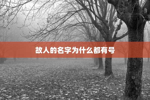 故人的名字为什么都有号