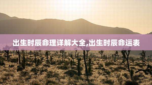 出生时辰命理详解大全,出生时辰命运表