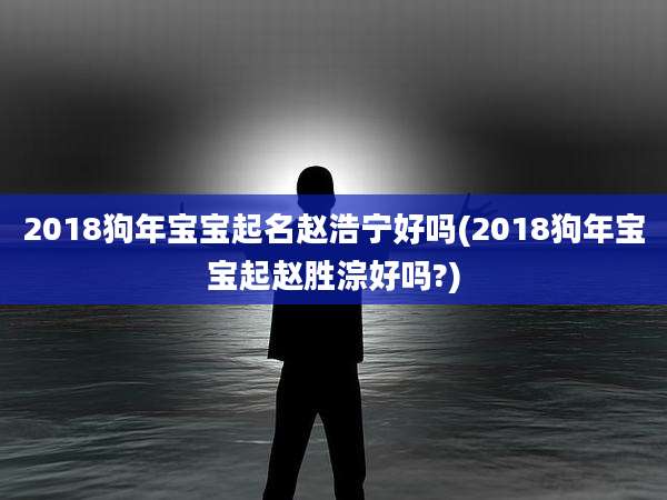 2018狗年宝宝起名赵浩宁好吗(2018狗年宝宝起赵胜淙好吗?)