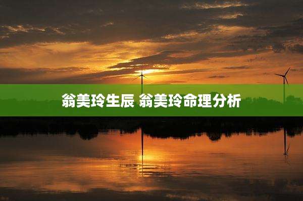 翁美玲生辰 翁美玲命理分析