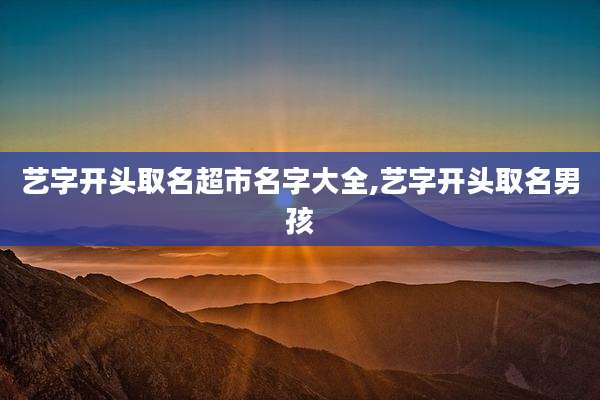 艺字开头取名超市名字大全,艺字开头取名男孩