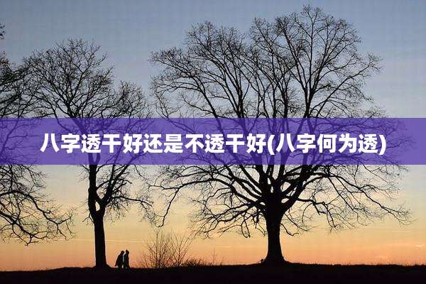 八字透干好还是不透干好(八字何为透)