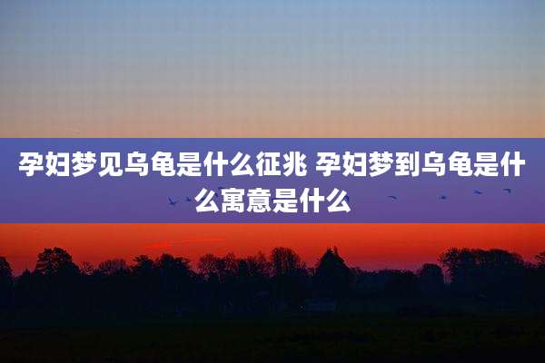 孕妇梦见乌龟是什么征兆 孕妇梦到乌龟是什么寓意是什么