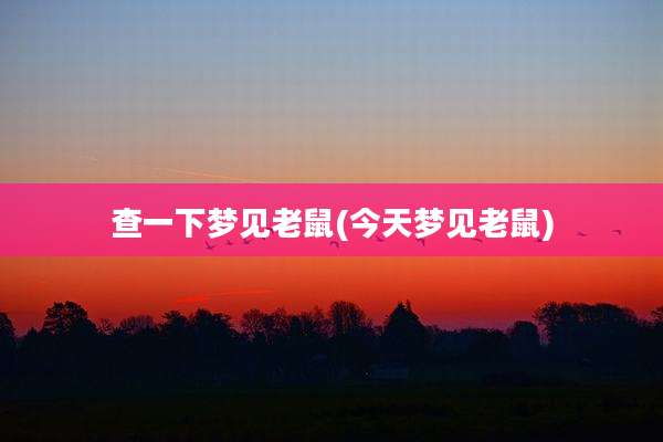 查一下梦见老鼠(今天梦见老鼠)