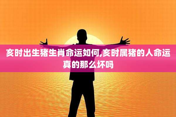 亥时出生猪生肖命运如何,亥时属猪的人命运真的那么坏吗