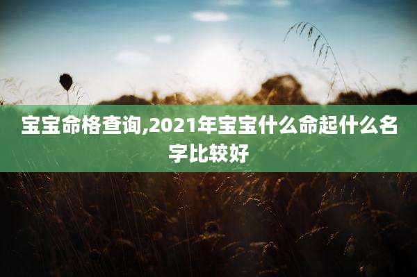 宝宝命格查询,2021年宝宝什么命起什么名字比较好