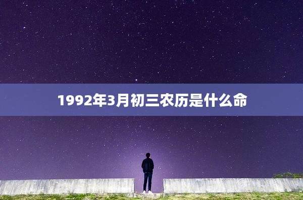 1992年3月初三农历是什么命