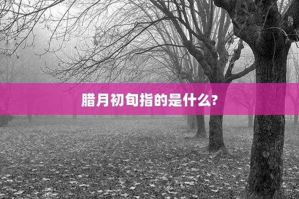 腊月初旬指的是什么?