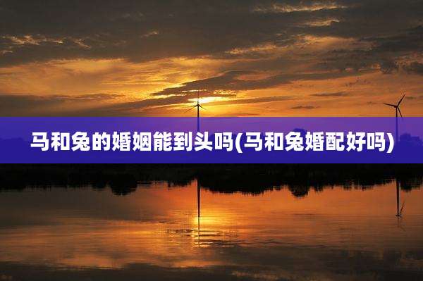 马和兔的婚姻能到头吗(马和兔婚配好吗)