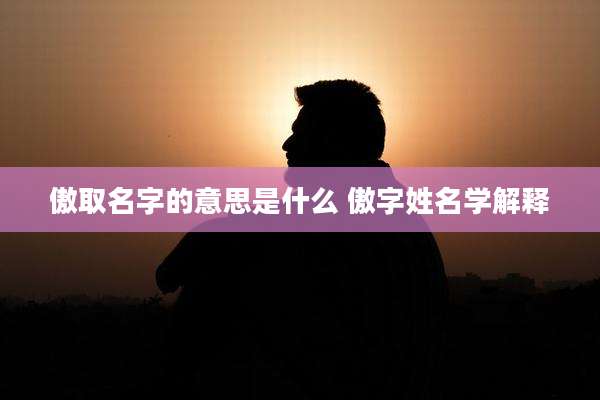 傲取名字的意思是什么 傲字姓名学解释