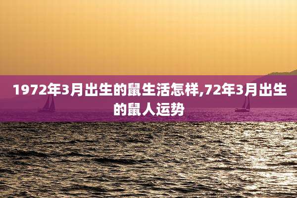 1972年3月出生的鼠生活怎样,72年3月出生的鼠人运势
