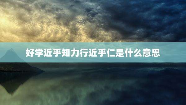 好学近乎知力行近乎仁是什么意思