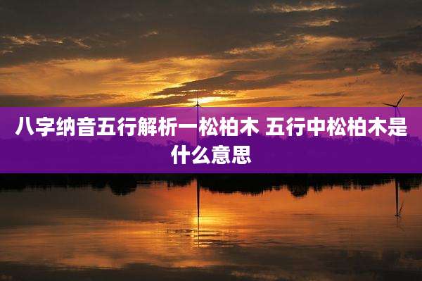 八字纳音五行解析一松柏木 五行中松柏木是什么意思