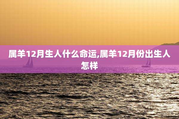 属羊12月生人什么命运,属羊12月份出生人怎样