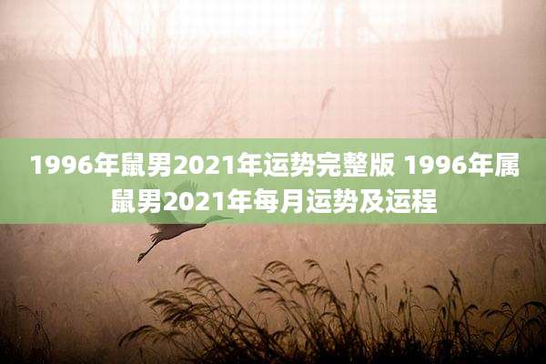 1996年鼠男2021年运势完整版 1996年属鼠男2021年每月运势及运程