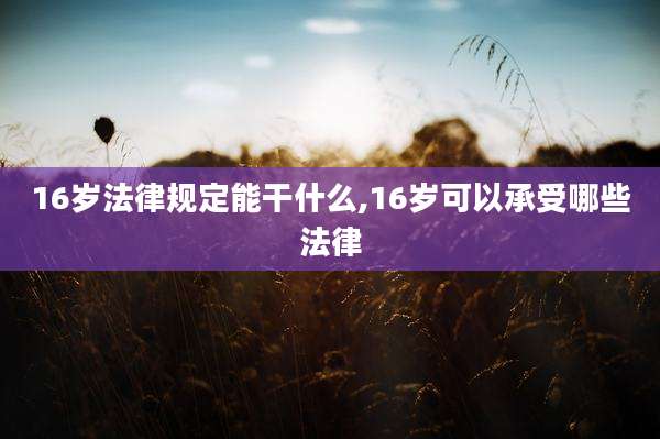 16岁法律规定能干什么,16岁可以承受哪些法律