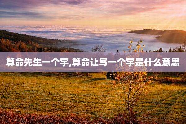 算命先生一个字,算命让写一个字是什么意思
