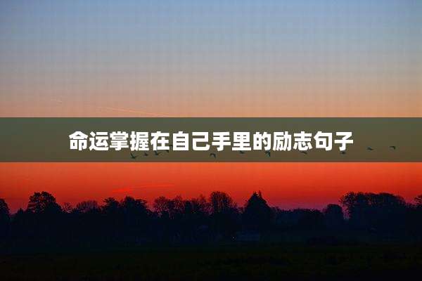 命运掌握在自己手里的励志句子