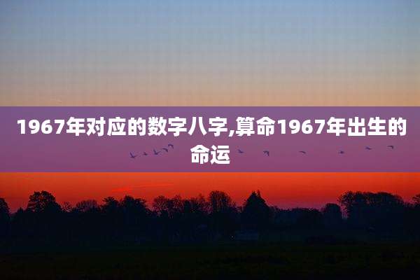 1967年对应的数字八字,算命1967年出生的命运