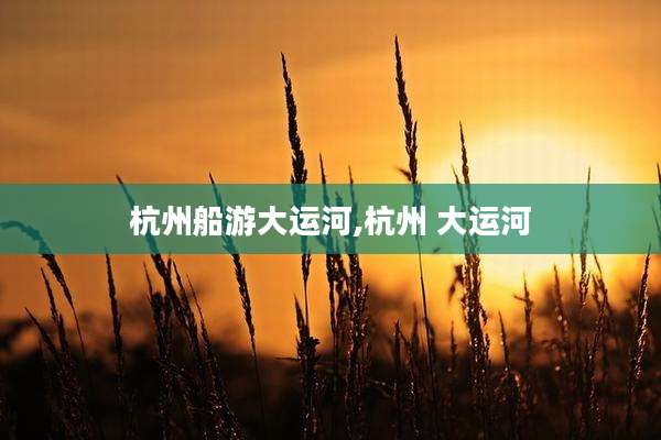 杭州船游大运河,杭州 大运河