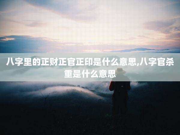 八字里的正财正官正印是什么意思,八字官杀重是什么意思