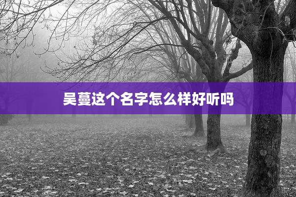 吴蔓这个名字怎么样好听吗