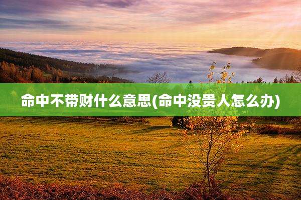 命中不带财什么意思(命中没贵人怎么办)