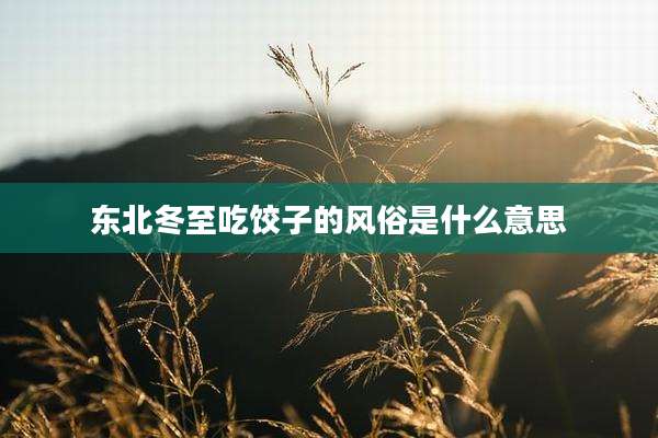 东北冬至吃饺子的风俗是什么意思