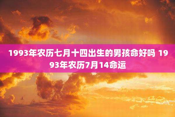 1993年农历七月十四出生的男孩命好吗 1993年农历7月14命运