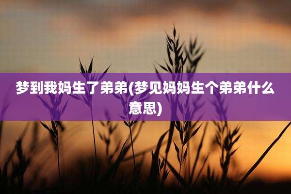 梦到我妈生了弟弟(梦见妈妈生个弟弟什么意思)