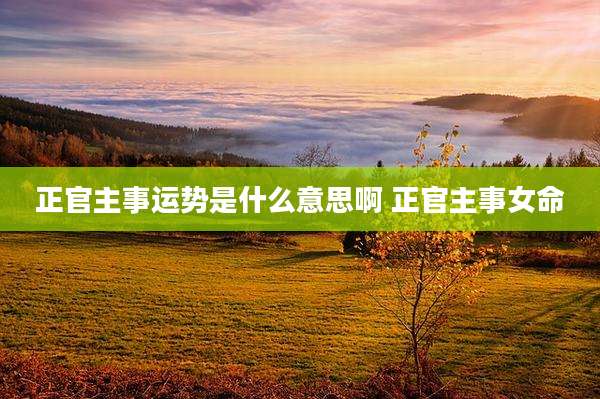 正官主事运势是什么意思啊 正官主事女命