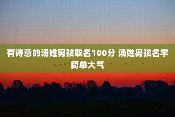 有诗意的汤姓男孩取名100分 汤姓男孩名字简单大气