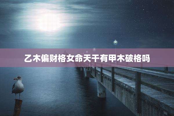 乙木偏财格女命天干有甲木破格吗