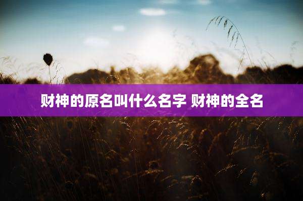 财神的原名叫什么名字 财神的全名