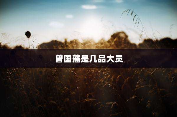 曾国藩是几品大员