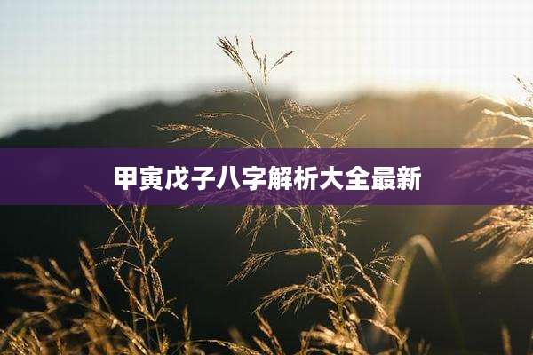 甲寅戊子八字解析大全最新