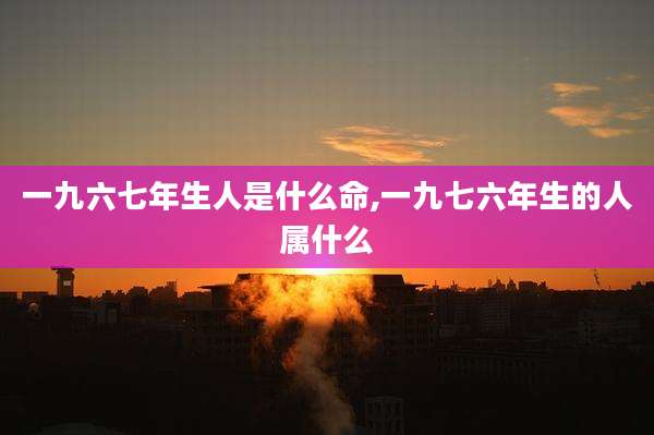 一九六七年生人是什么命,一九七六年生的人属什么