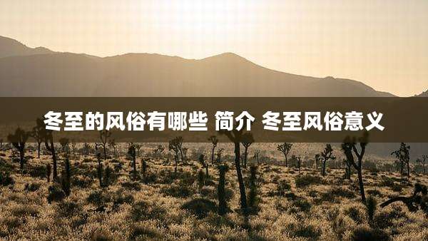 冬至的风俗有哪些 简介 冬至风俗意义