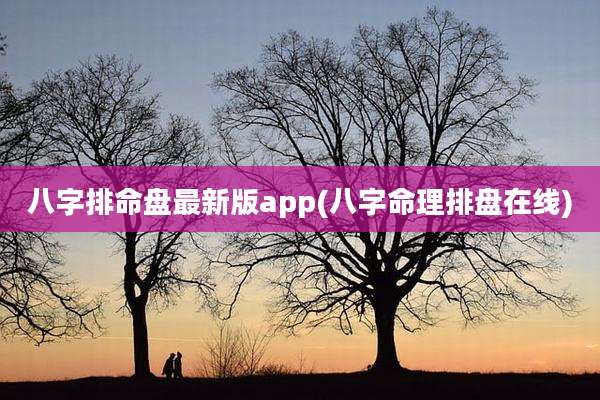 八字排命盘最新版app(八字命理排盘在线)