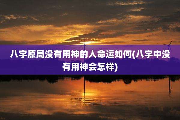 八字原局没有用神的人命运如何(八字中没有用神会怎样)