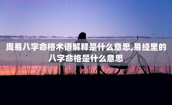 周易八字命格术语解释是什么意思,易经里的八字命格是什么意思